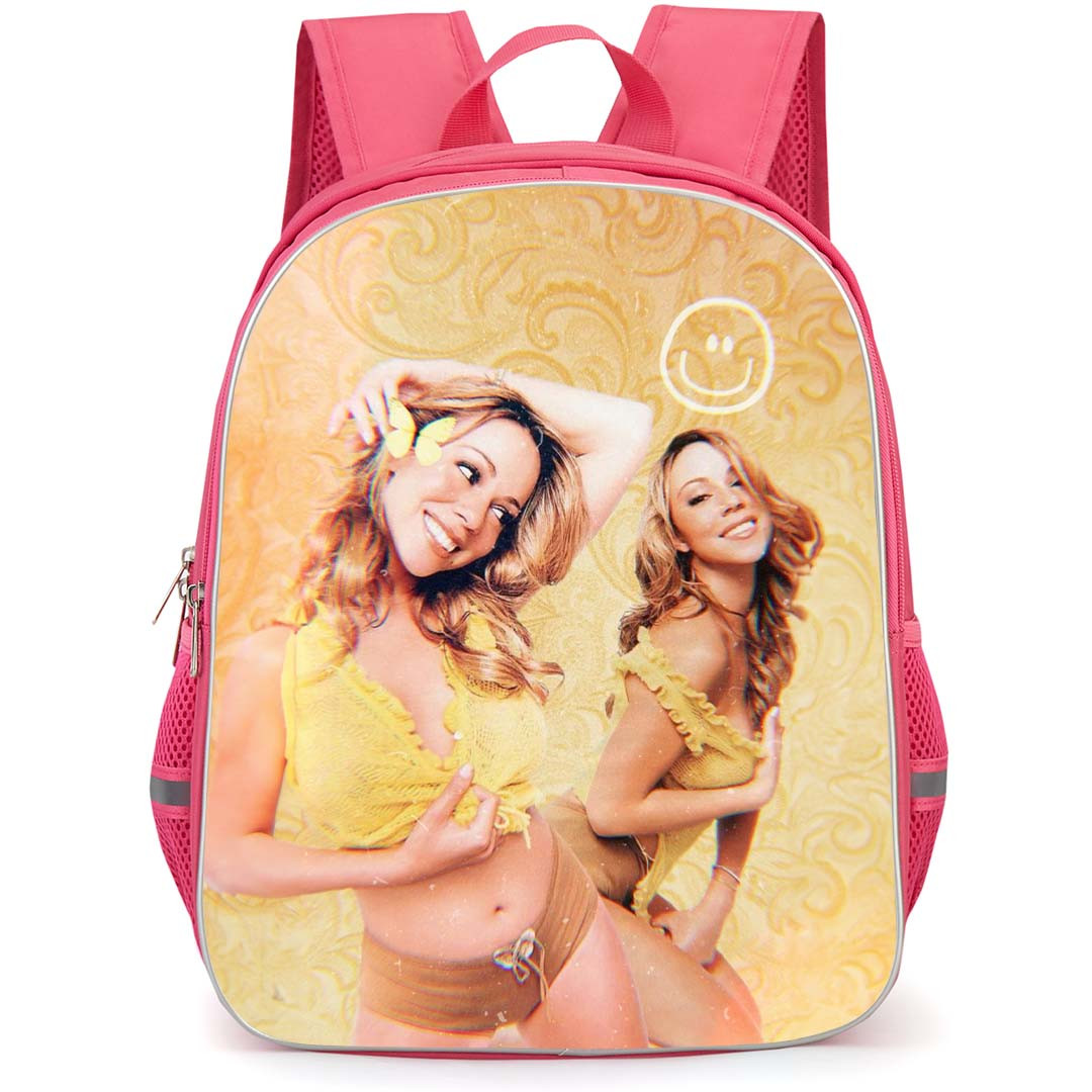 Mariah Carey Backpack StudentPack - Mariah Carey Wears Summer Costume On Yellow Graphic Background