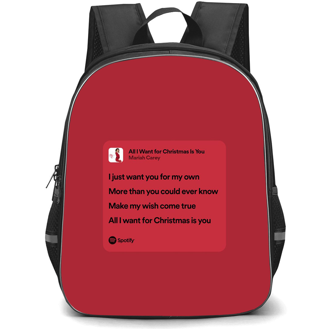 Mariah Carey Backpack StudentPack - Mariah Carey All I Want For Christmas Lyrics Spotify Playlist Red Background