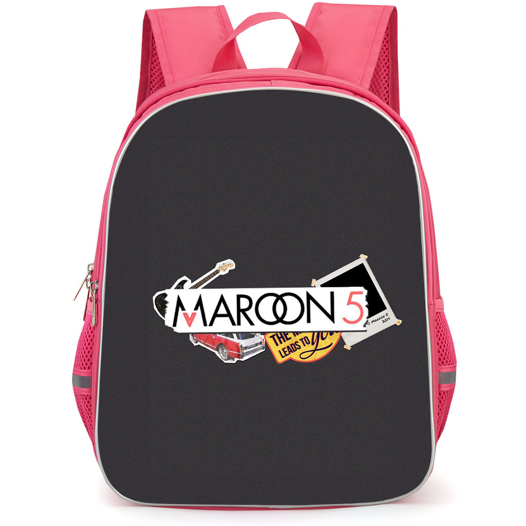 Maroon 5 Backpack StudentPack - Maroon 5 Logo Sticker On Dark Background