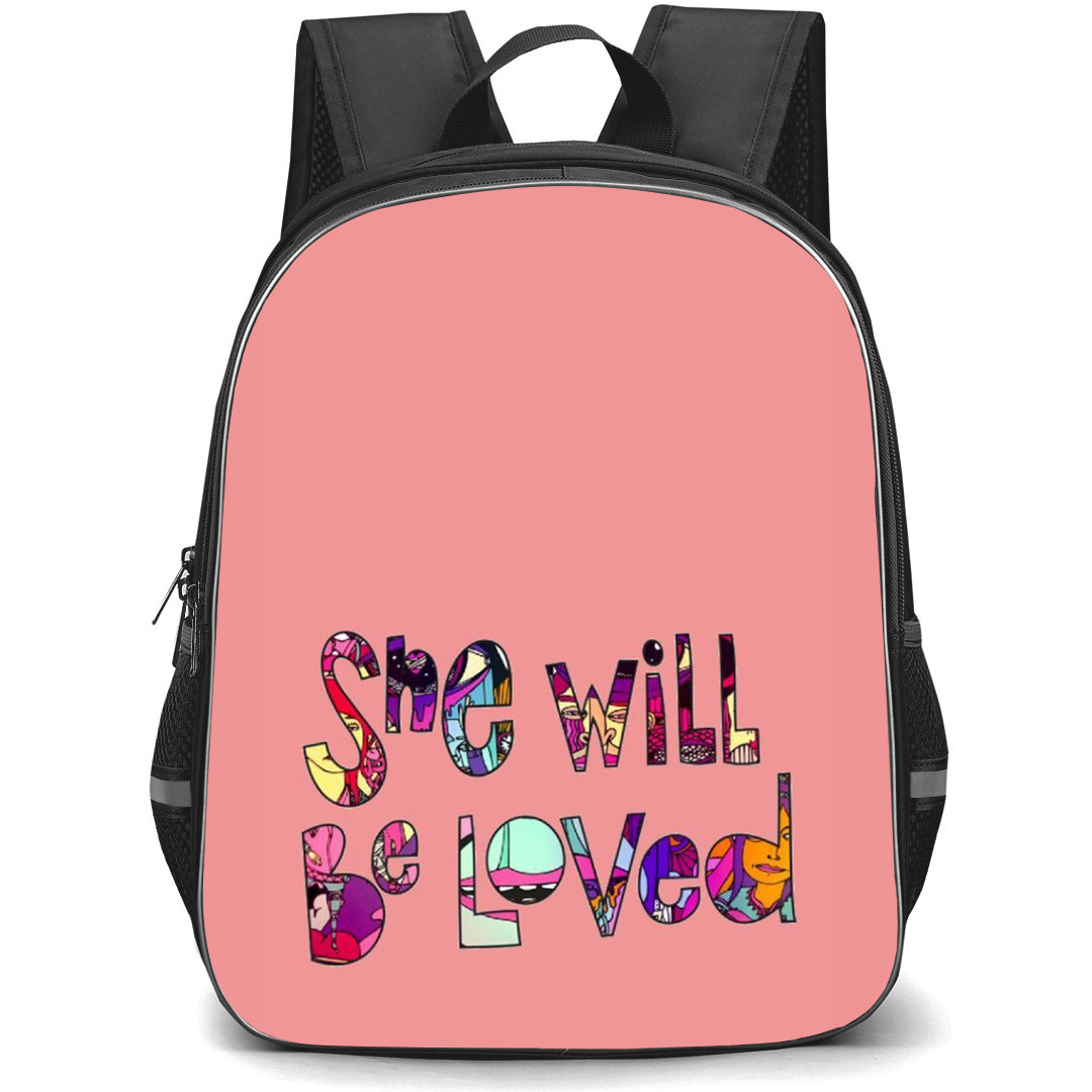 Maroon 5 Backpack StudentPack - Maroon 5 Lyrics She Will Be Loved On Pink Background