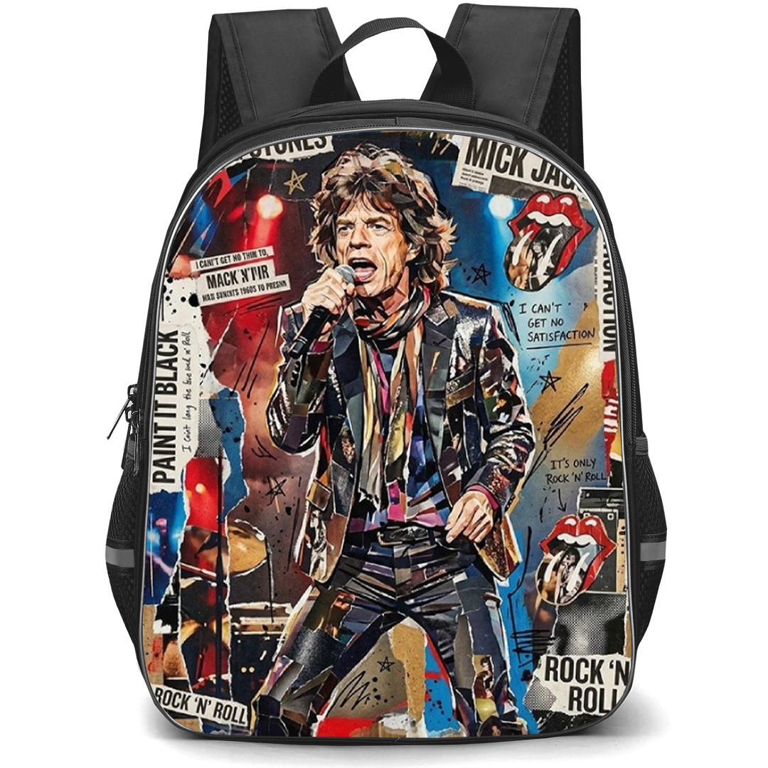 Mick Jagger Backpack School Bag StudentPack - Mick Jagger Comic Art Collage