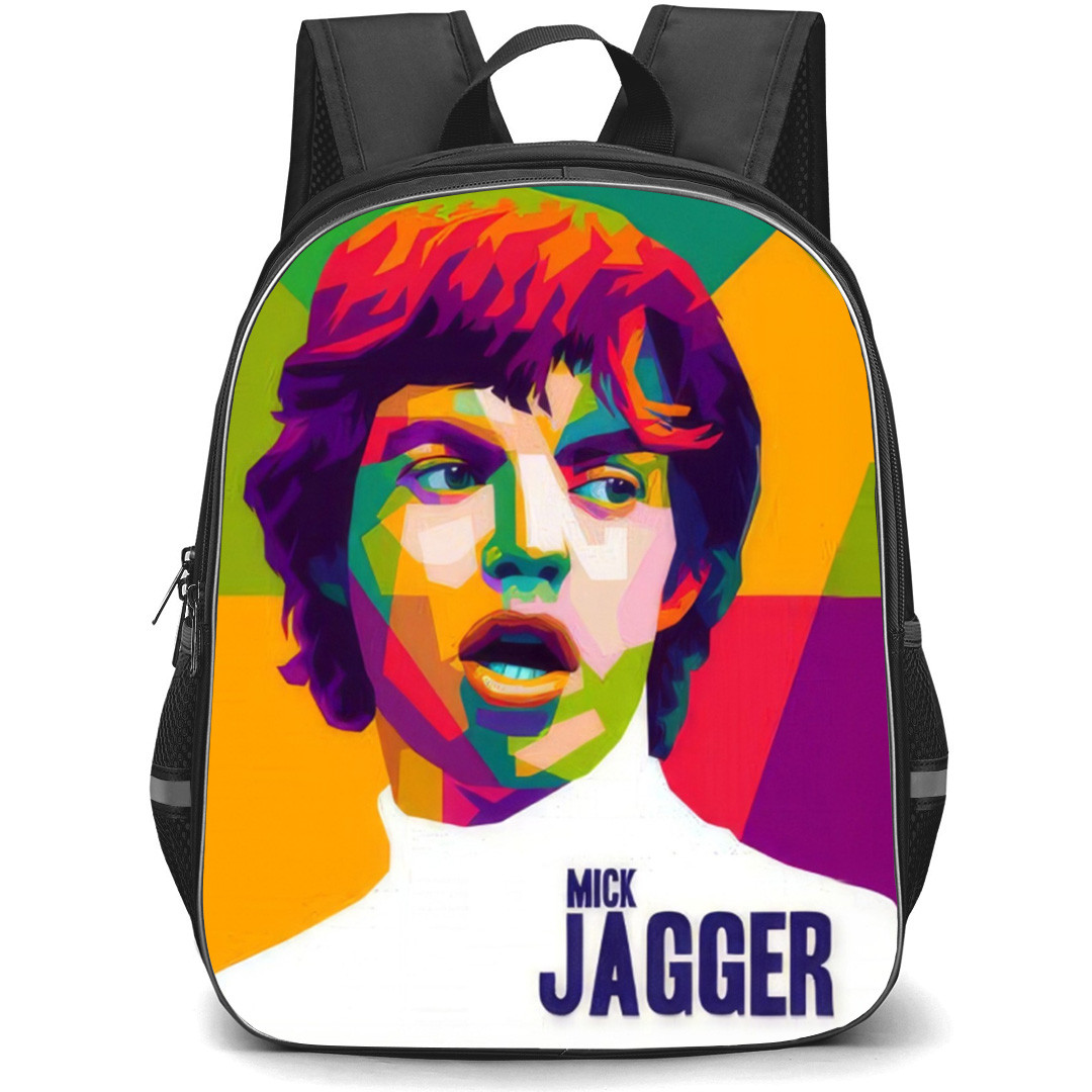Mick Jagger Backpack School Bag StudentPack - Mick Jagger Mosaic Art Portrait