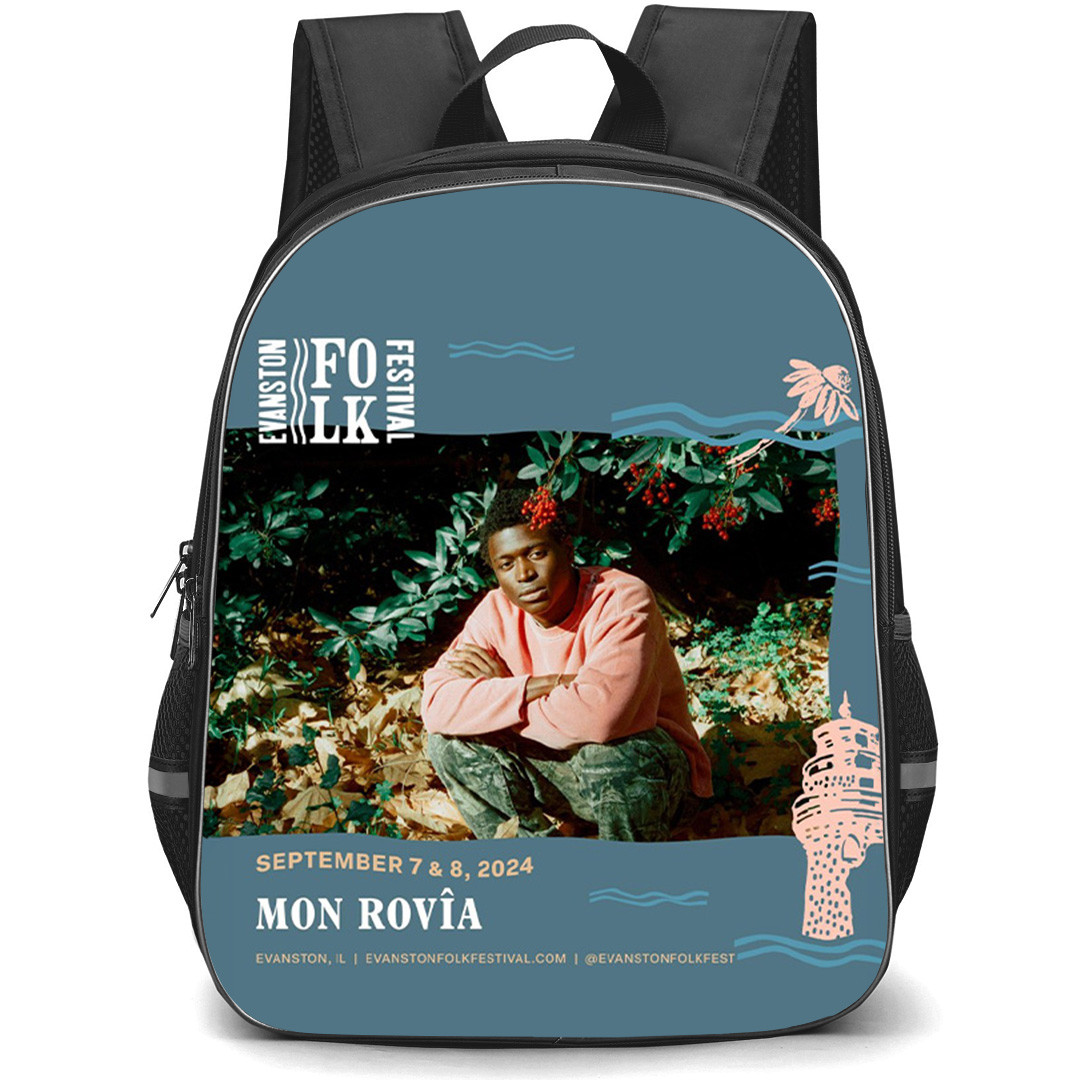 Mon Rovia Backpack School Bag StudentPack - Mon Rovia Evanston Folk Festival Poster