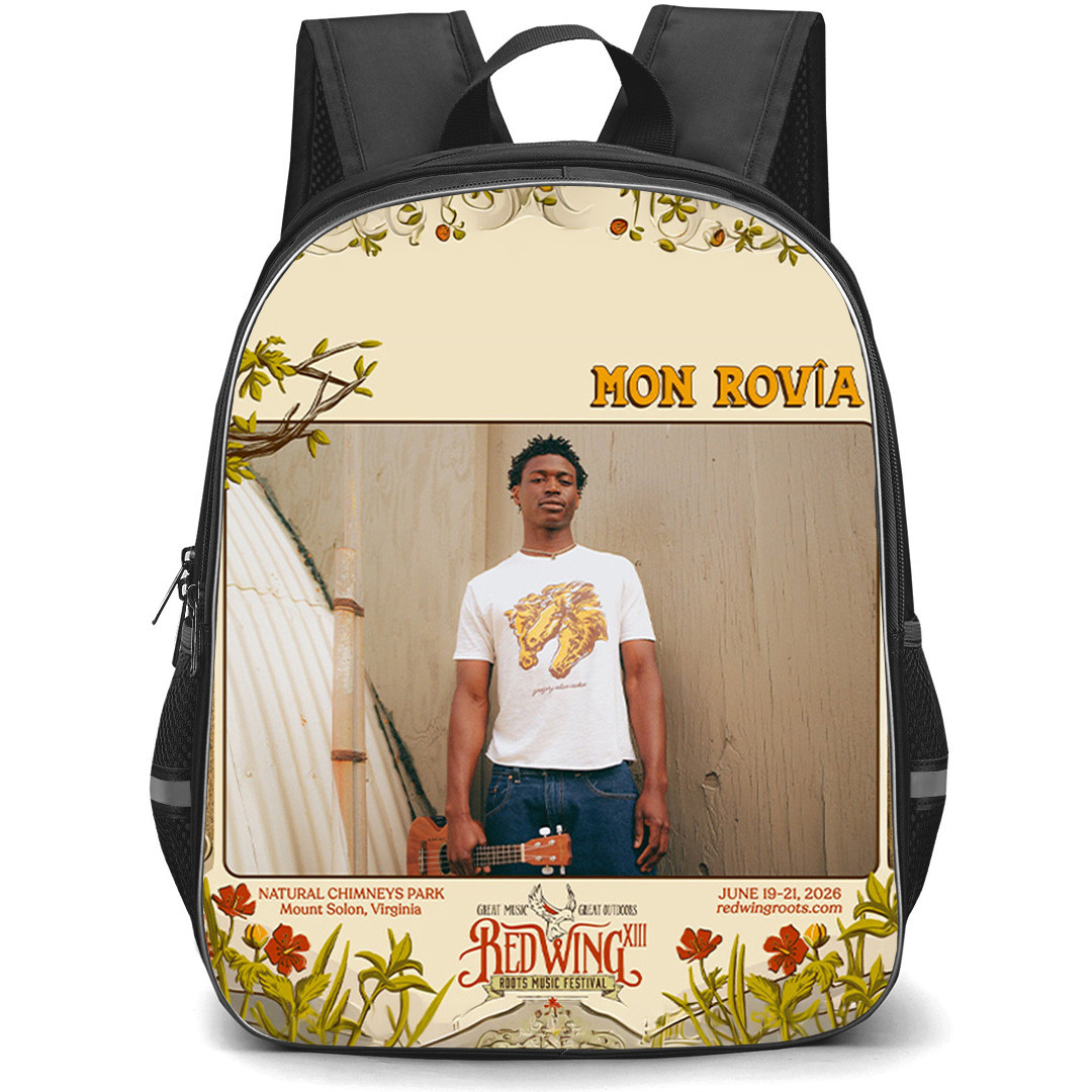 Mon Rovia Backpack School Bag StudentPack - Mon Rovia Red Wing Roots Music Festival Poster