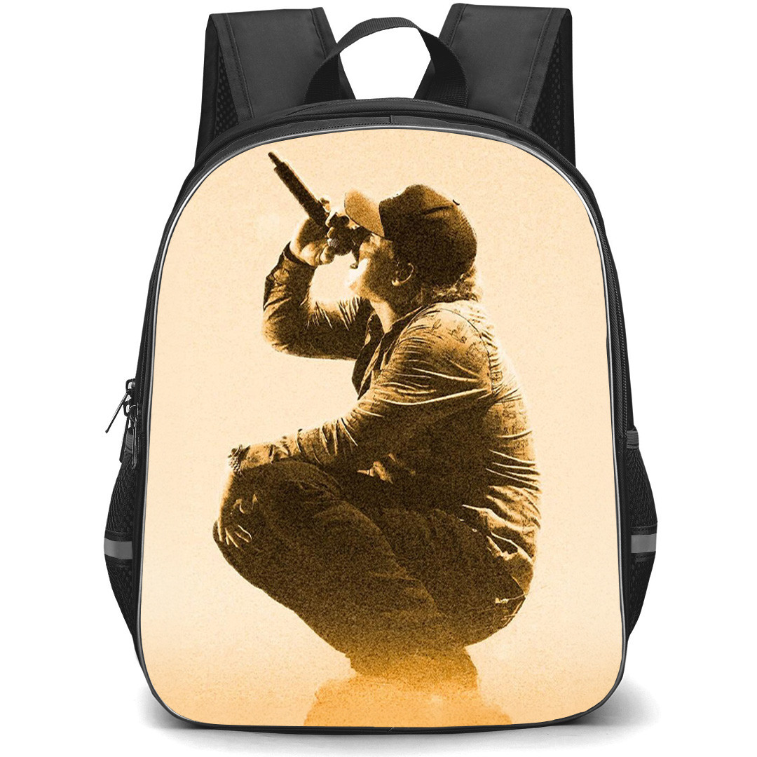 Morgan Wallen Backpack School Bag StudentPack - Morgan Wallen Performs On Stage Beige Background Poster