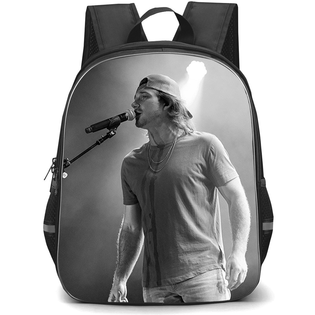 Morgan Wallen Backpack School Bag StudentPack - Morgan Wallen Singing On Stage Grayscale Poster