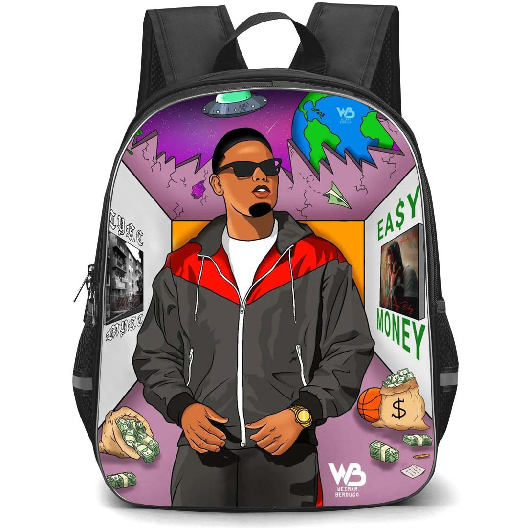 Myke Towers Backpack StudentPack - Myke Towers Easy Money Illustration Art Poster