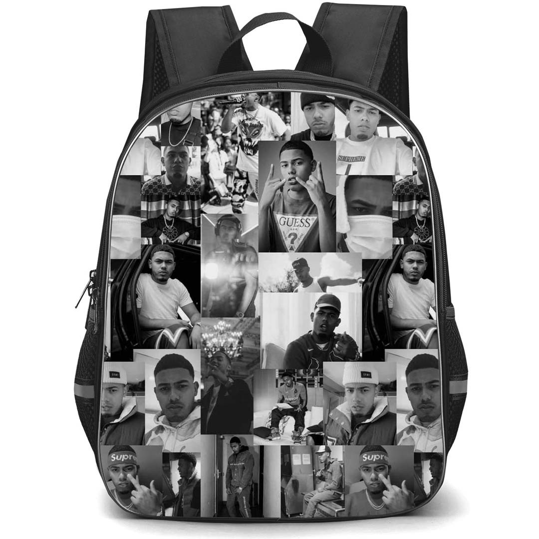 Myke Towers Backpack StudentPack - Myke Towers Grayscale Portrait Collage Poster