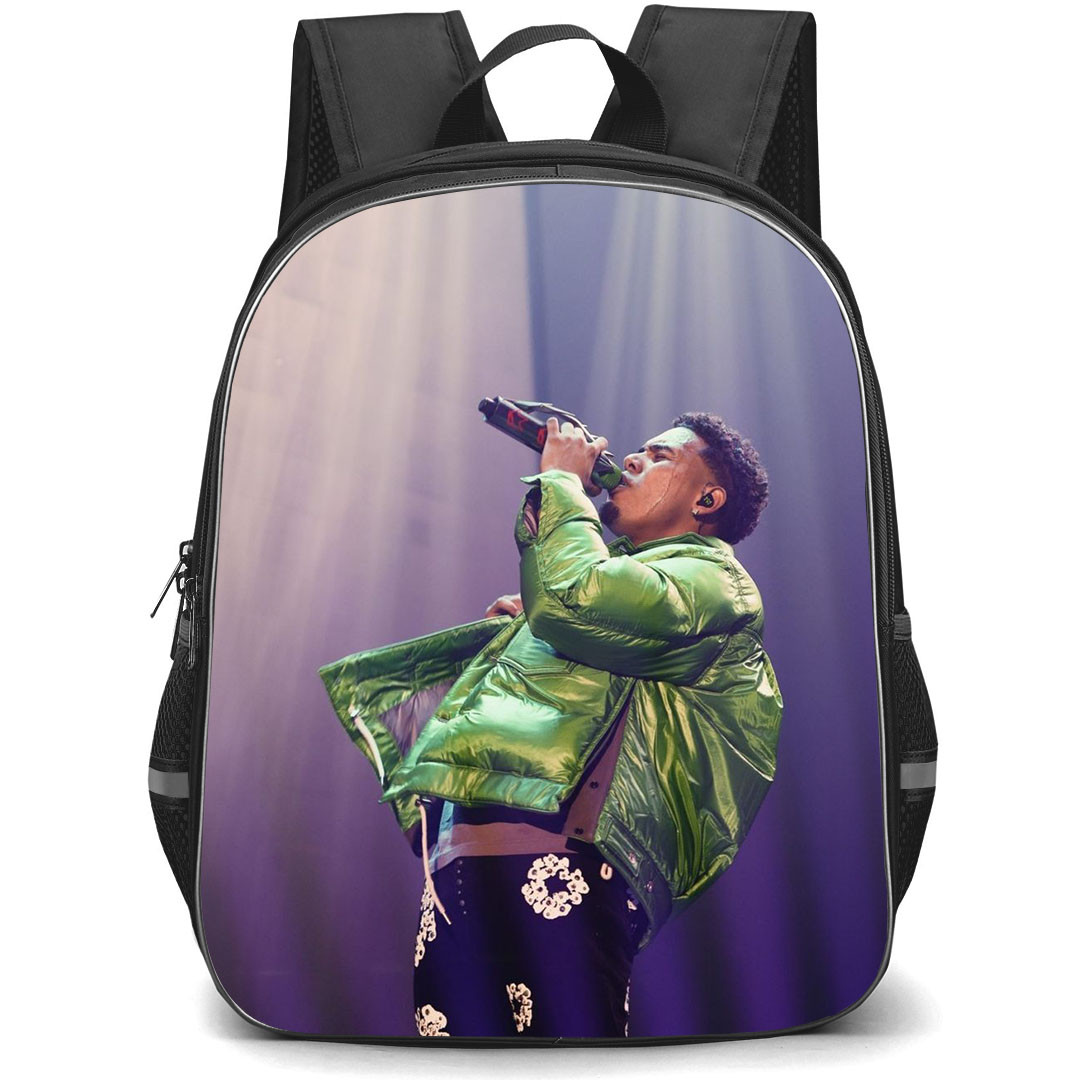Myke Towers Backpack StudentPack - Myke Towers Singing La Playa In A Concert Poster