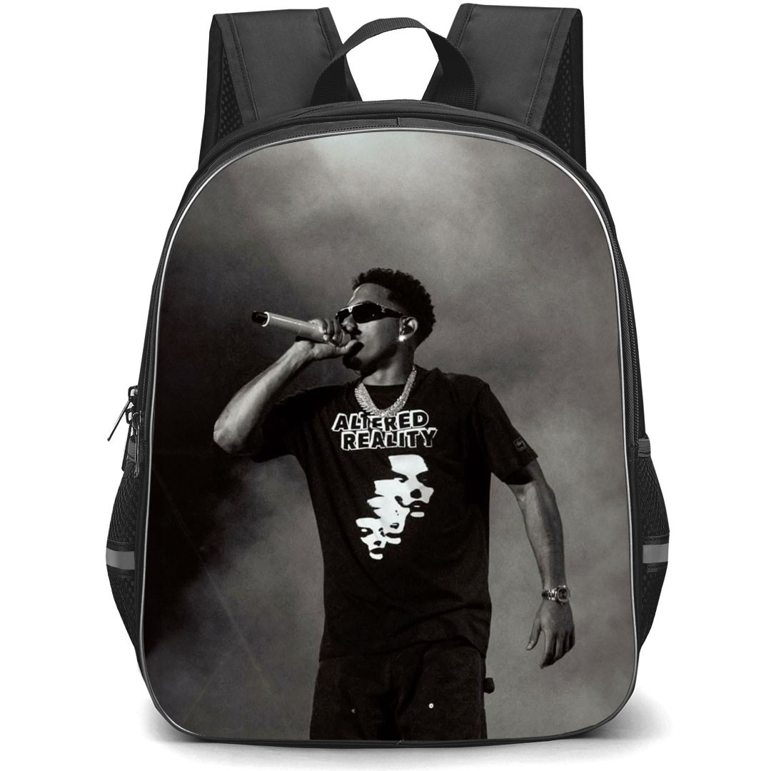 Myke Towers Backpack StudentPack - Myke Towers Singing Grayscale Poster