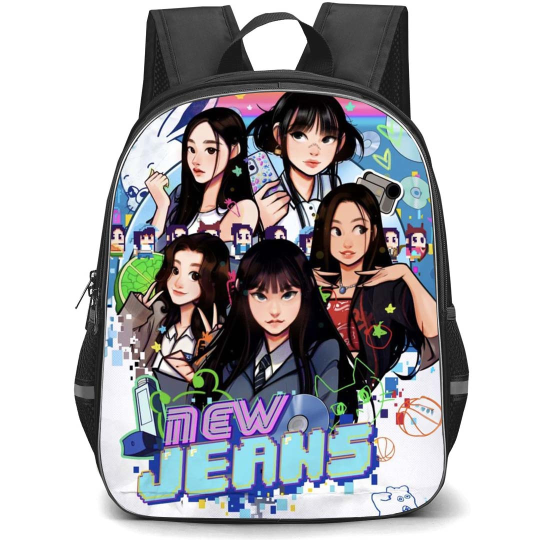 New Jeans Backpack StudentPack - New Jeans Cartoon Poster Art