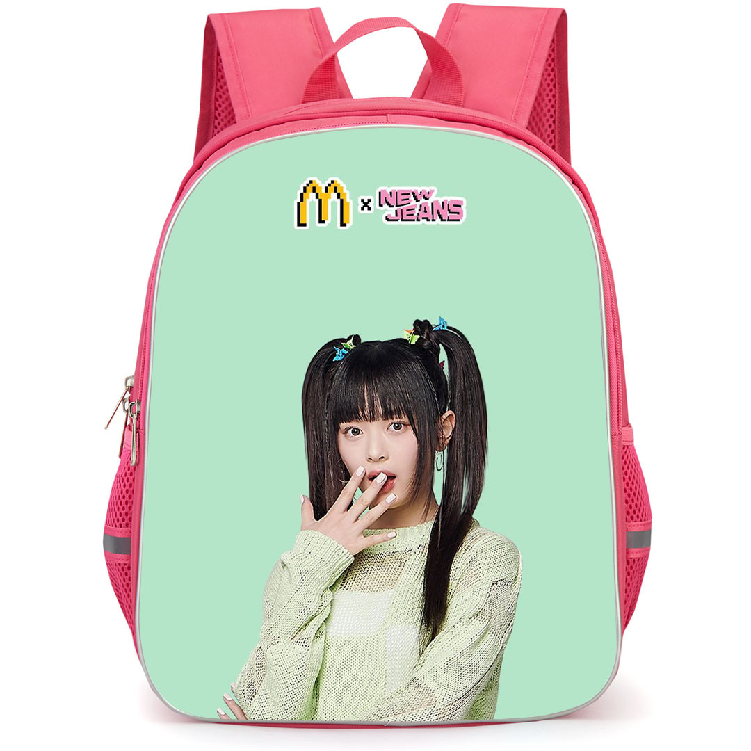 NewJeans Backpack StudentPack - NewJeans Mcdonalds Hanni Portrait On Green Background