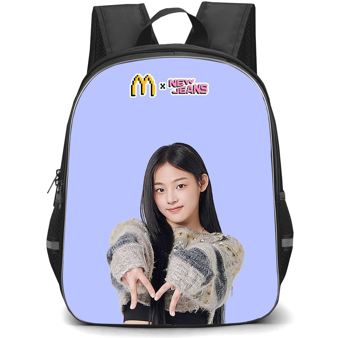 NewJeans Backpack StudentPack - NewJeans Mcdonalds Minji Portrait On Blue Poster