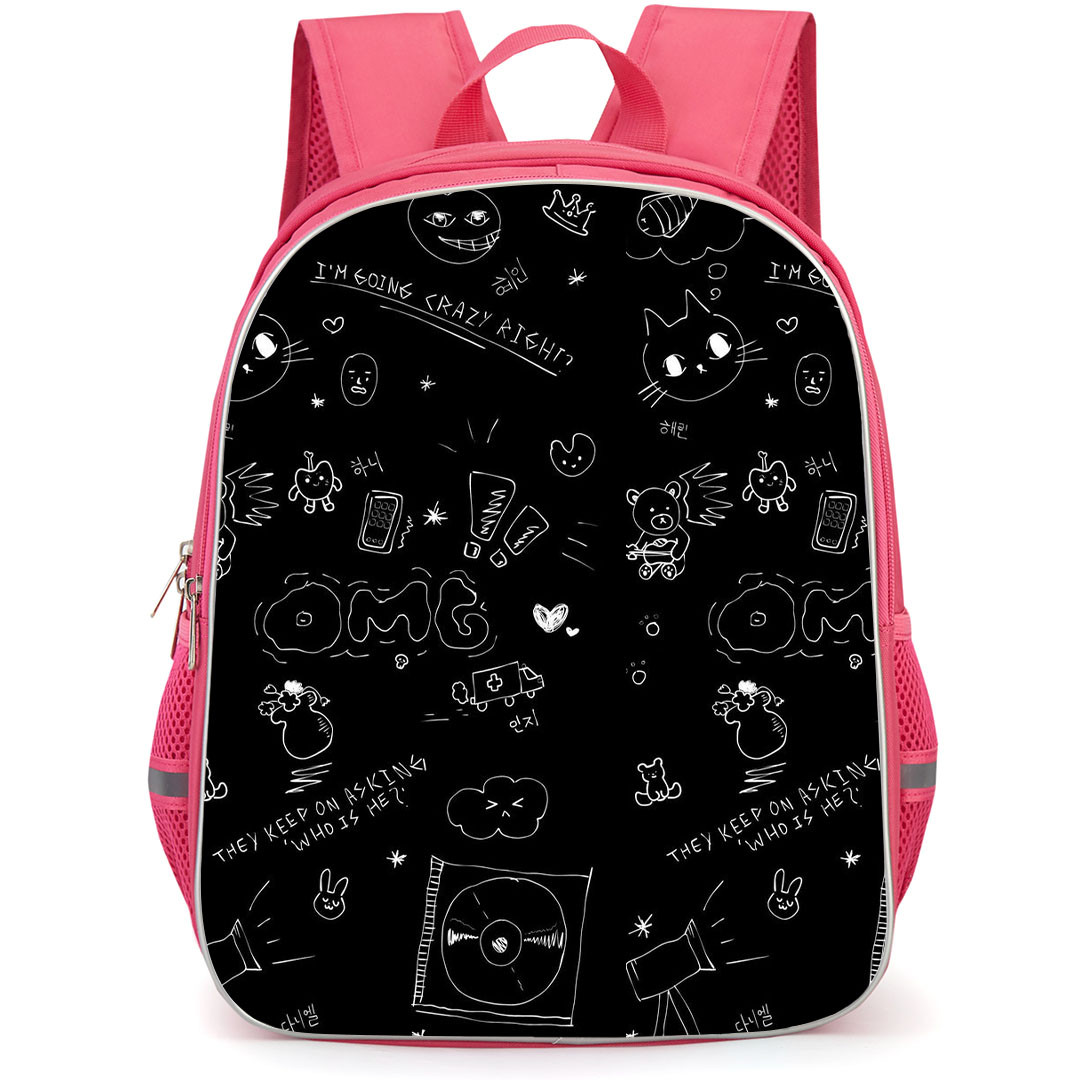 NewJeans Backpack StudentPack - NewJeans OMG Cute Poster Black Background