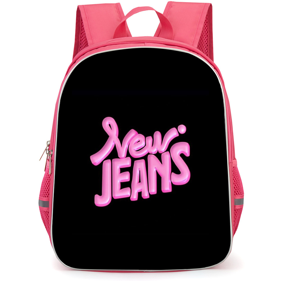 NewJeans Backpack StudentPack - NewJeans Pink Logo On Black Background