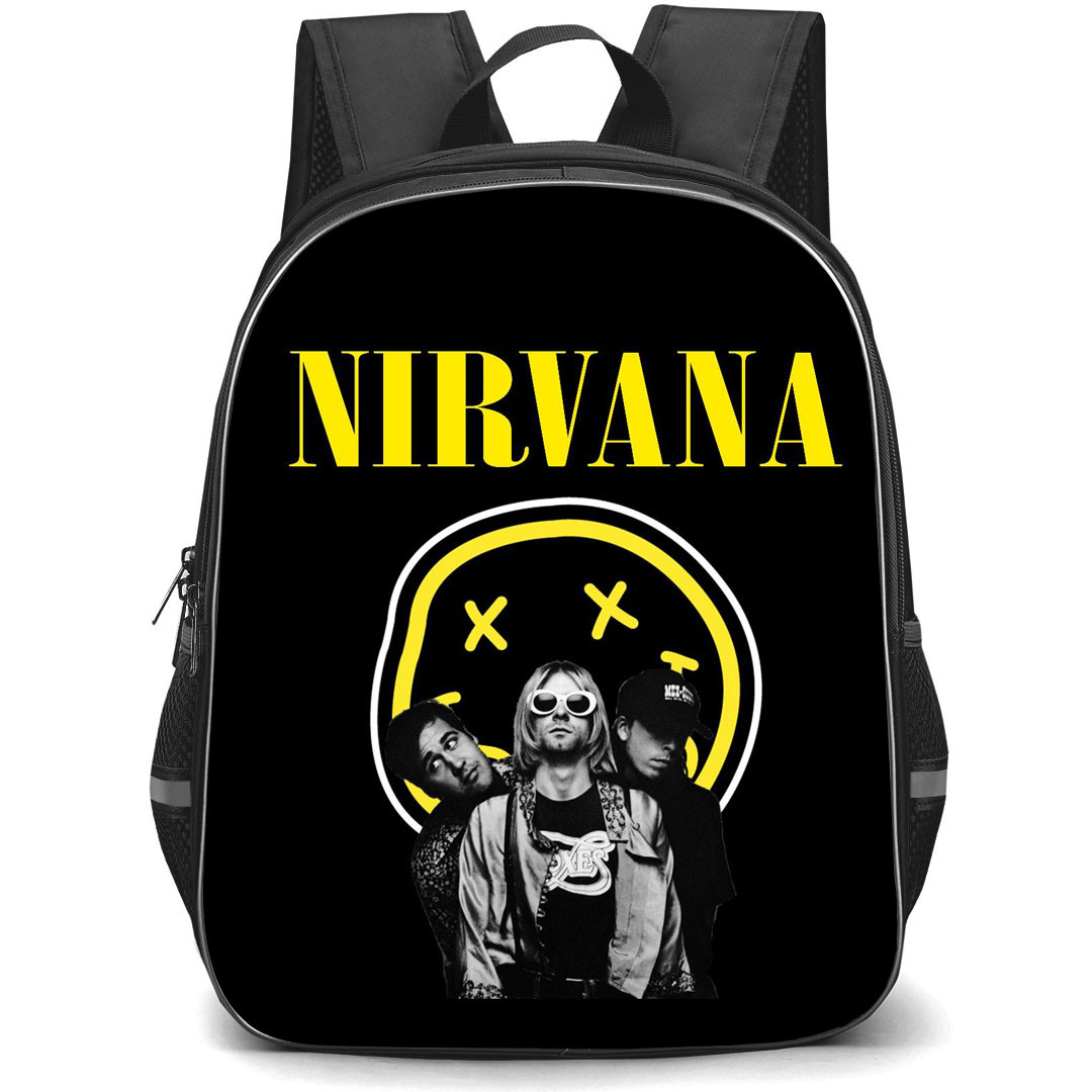 Nirvana Backpack StudentPack - Nirvana Poster Grayscale Black Background
