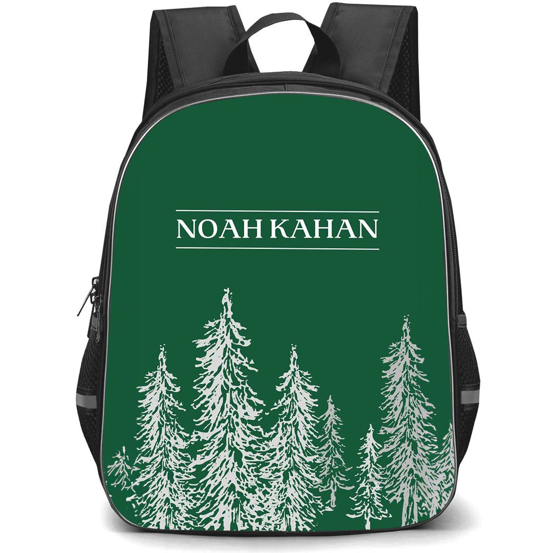 Noah Kahan Backpack StudentPack - Noah Kahan Pine Tree White Illustration On Green Background