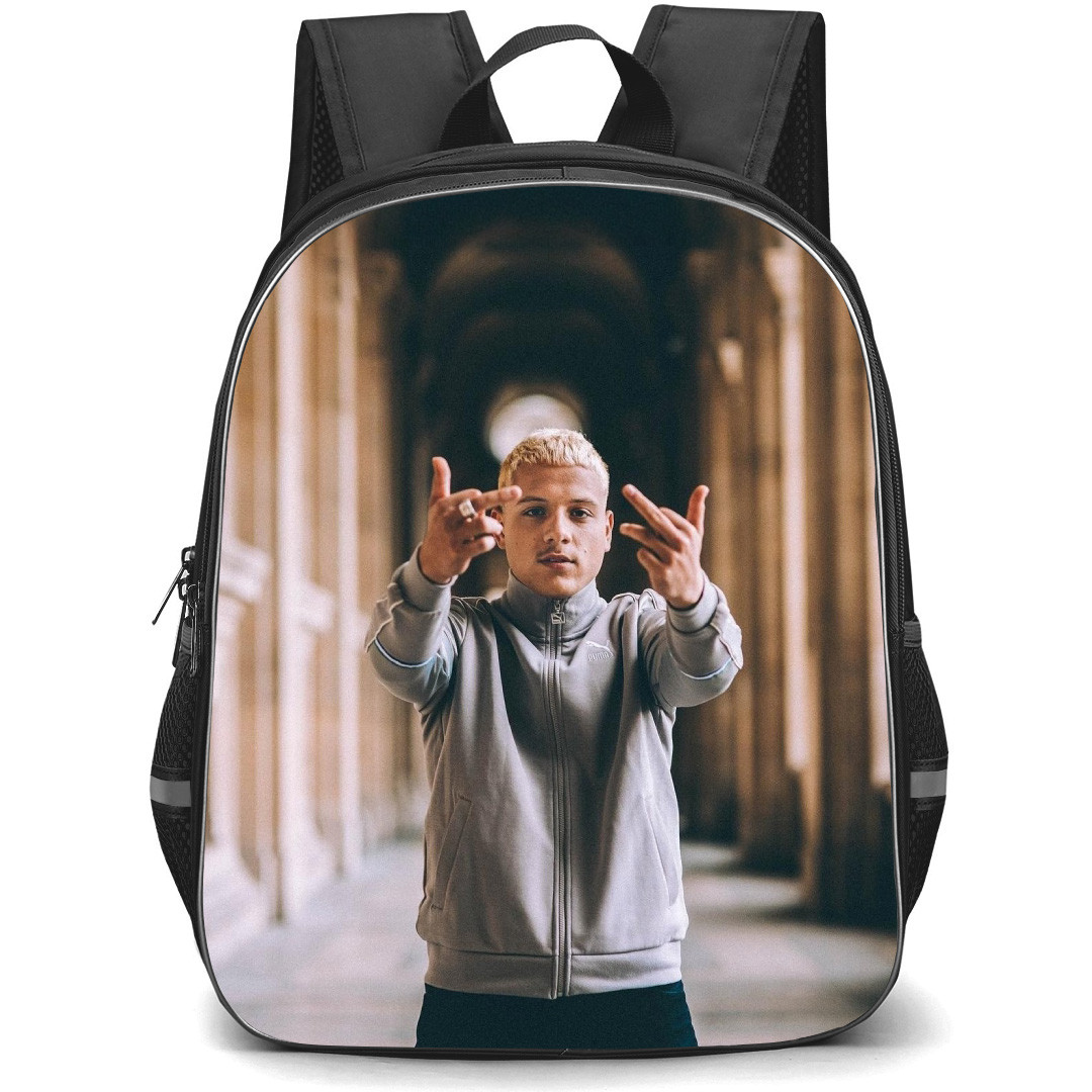 PLK Backpack School Bag StudentPack - PLK Middle Finger Pose Hallway Background