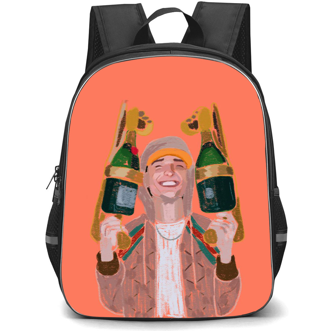 Peso Pluma Backpack StudentPack - Peso Pluma Illustration Art On Pink Background