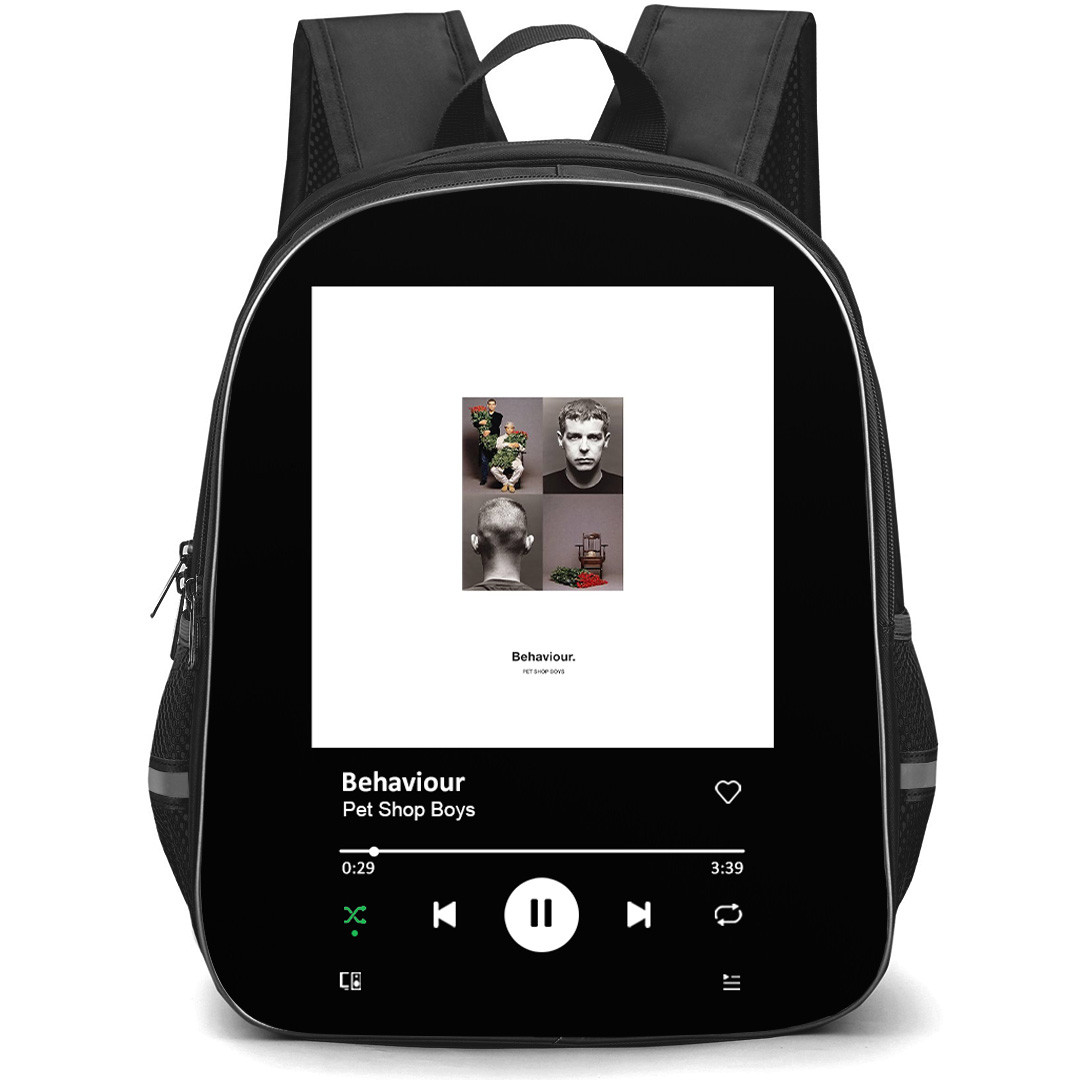 Pet Shop Boys Backpack School Bag StudentPack - Pet Shop Boys Behaviour Album Cover Spotify Library Poster