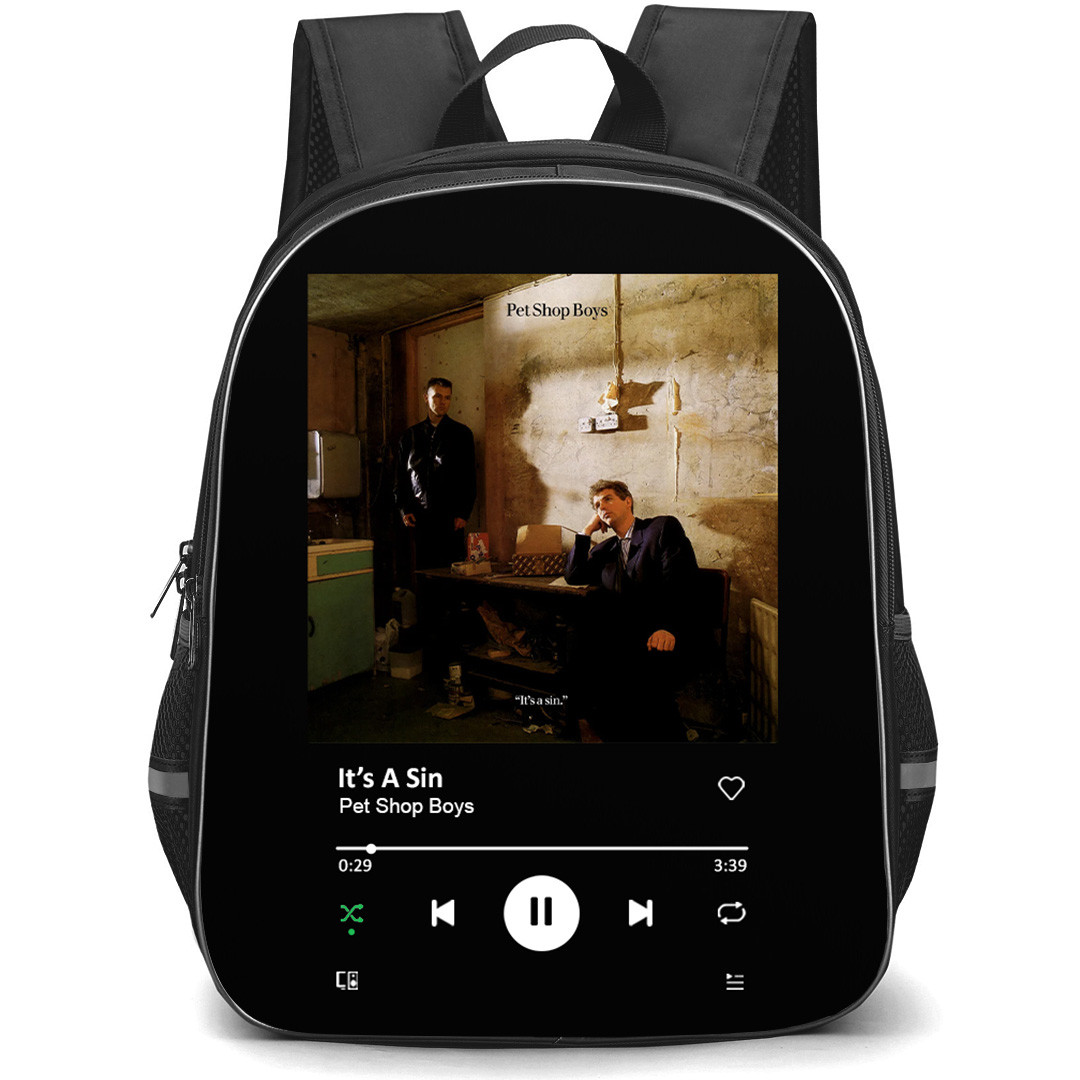 Pet Shop Boys Backpack School Bag StudentPack - Pet Shop Boys Its A Sin Album Cover Spotify Library Poster