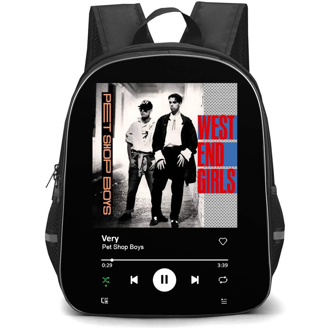 Pet Shop Boys Backpack School Bag StudentPack - Pet Shop Boys West End Girls Album Cover Spotify Library Poster