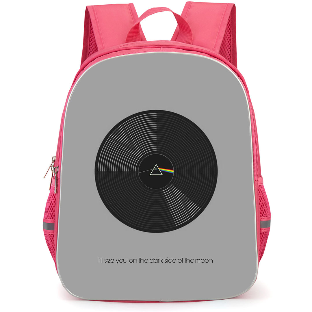Pink Floyd Backpack StudentPack - Pink Floyd The Dark Side of The Moon Disk On Gray Background