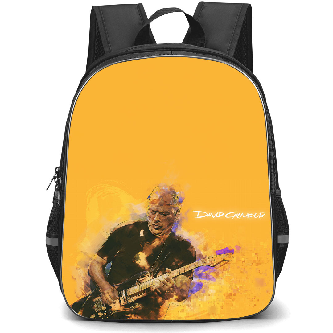 Pink Floyd David Gilmour Backpack StudentPack - Pink Floyd David Gilmour Play ing Guitar Painting On Yellow Background