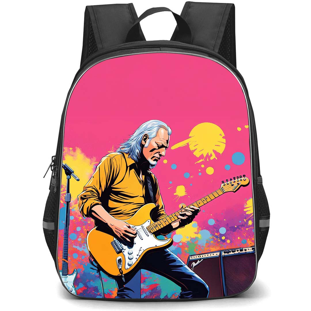 Pink Floyd David Gilmour Backpack StudentPack - Pink Floyd David Gilmour Playing Guitar Comic Art Poster