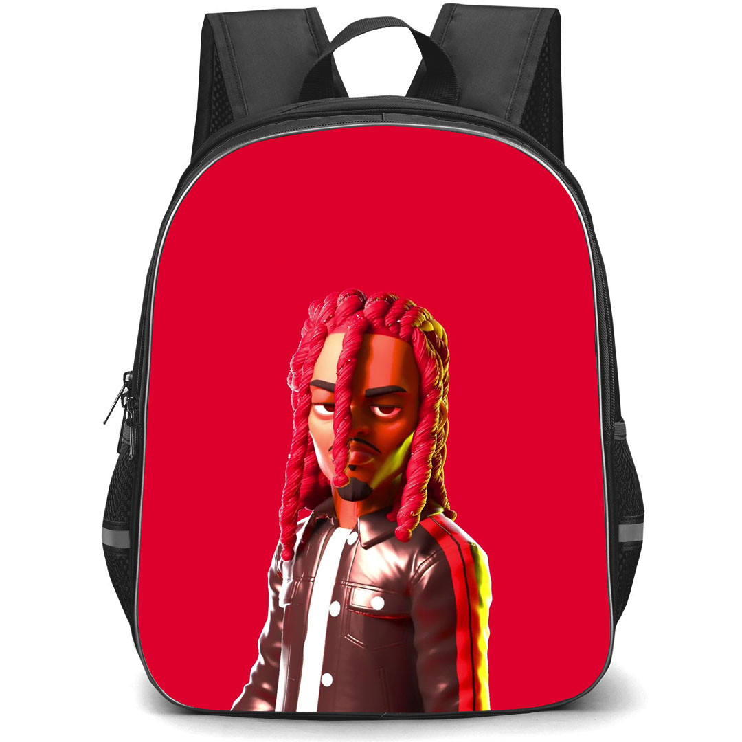 Playboi Carti Backpack StudentPack - Playboi Carti 3D NFT Art On Red Background