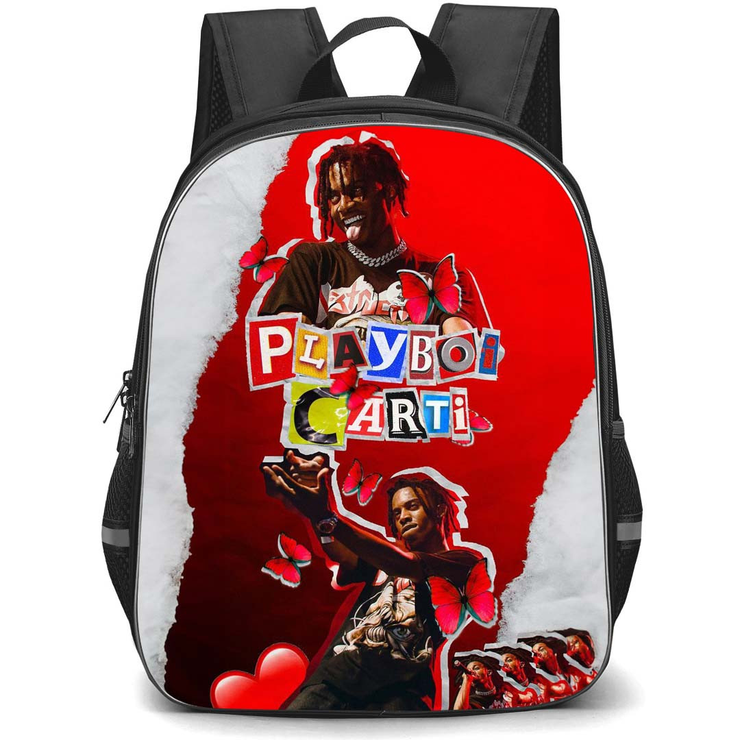 Playboi Carti Backpack StudentPack - Playboi Carti Graphic Art Poster Red Background
