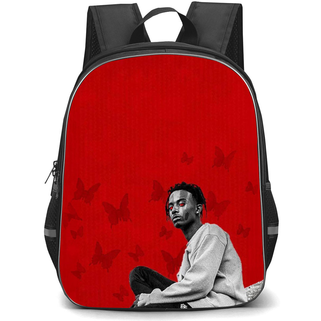 Playboi Carti Backpack StudentPack - Playboi Carti Grayscale Illustration On Red Background