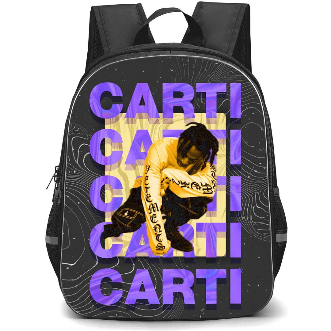Playboi Carti Backpack StudentPack - Playboi Carti Sitting On Purple Word Art Poster