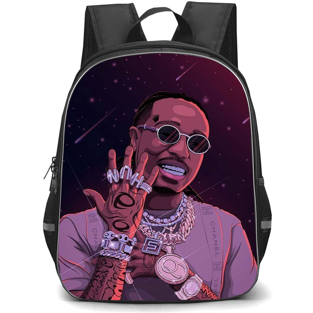 Quavo Backpack StudentPack - Quavo Showing Ornaments Illustration Art