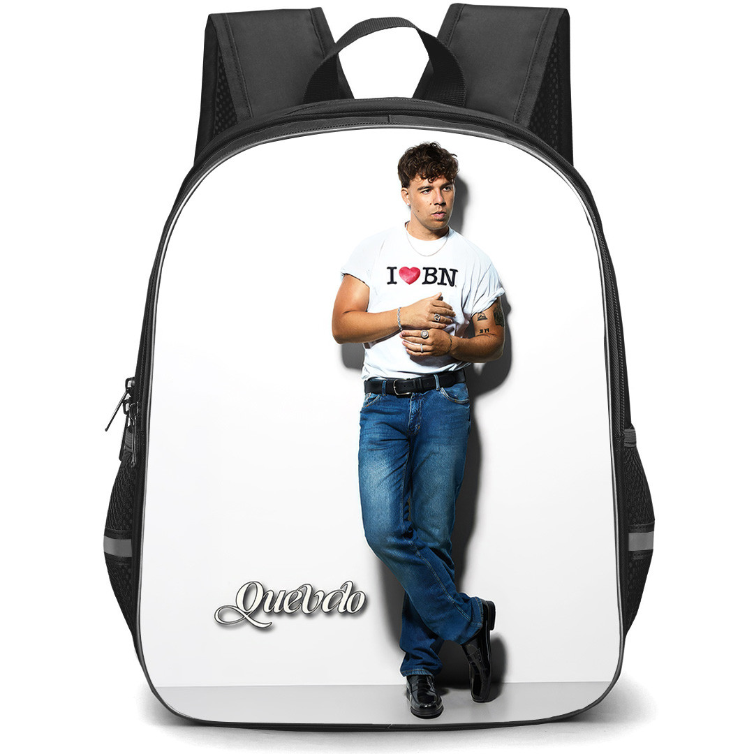 Quevedo Backpack School Bag StudentPack - Quevedo Portrait I Love BN White Background