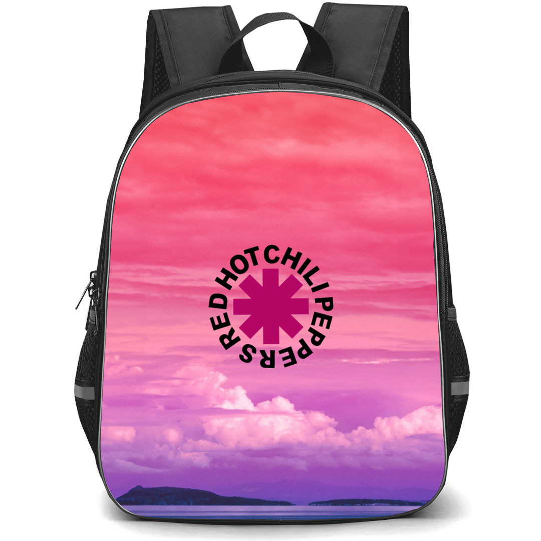 Red Hot Chili Peppers Backpack StudentPack - Red Hot Chili Peppers Logo On Red Sky