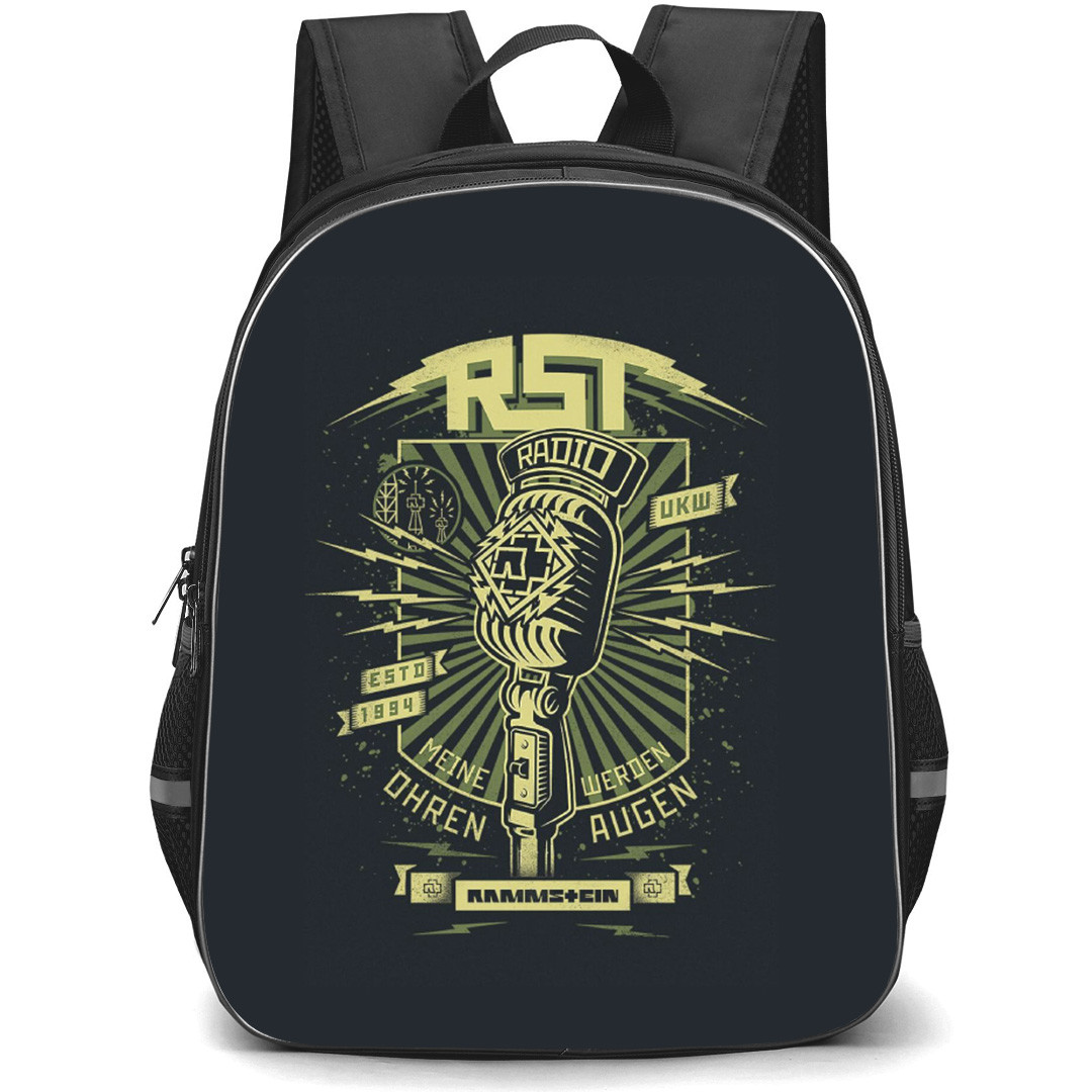 Rammstein Backpack School Bag StudentPack - Mic Radio Retro Poster