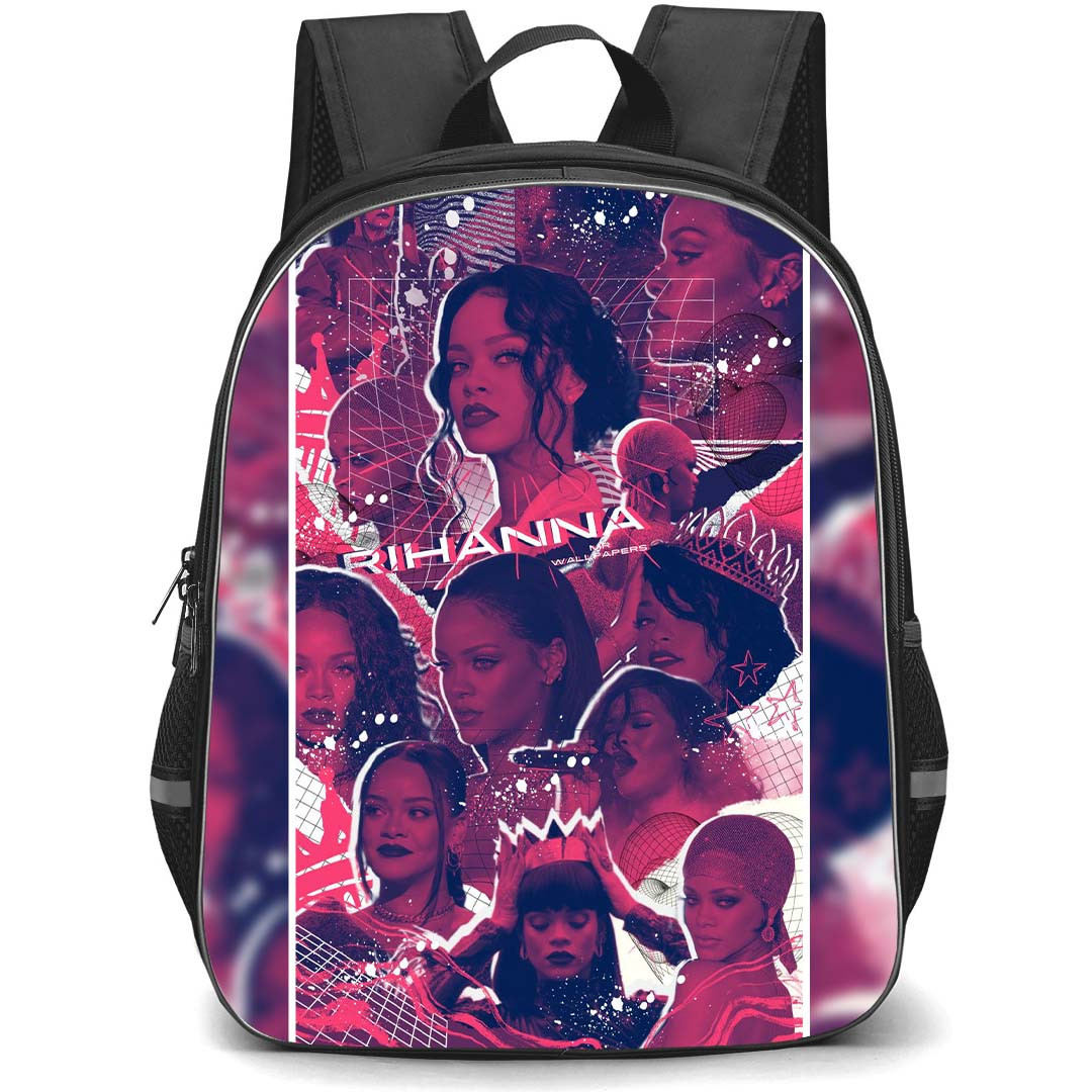 Rihanna Backpack StudentPack - Rihanna Candid Portrait With Red Effect Collage Poster