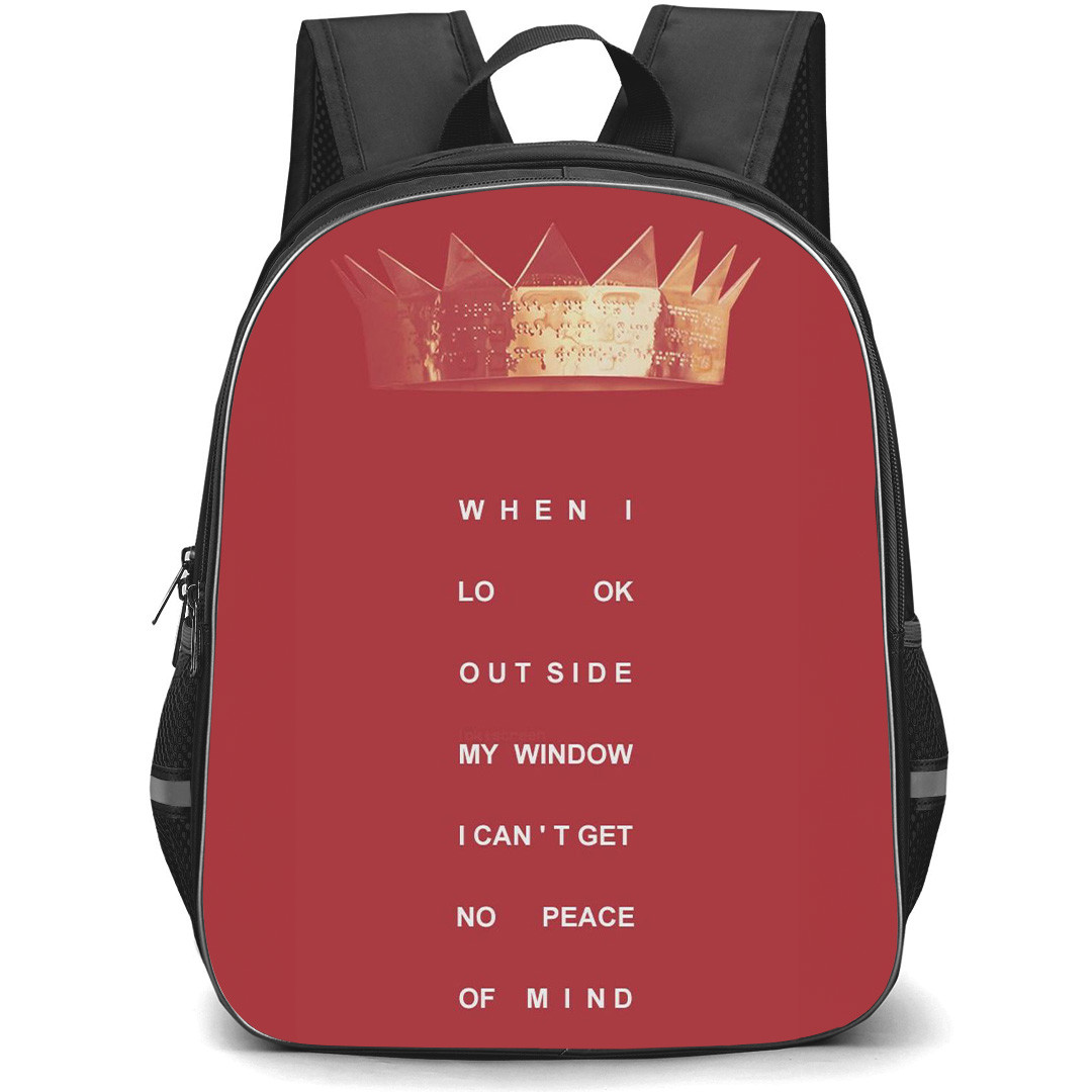 Rihanna Backpack StudentPack - Rihanna Lyrics When I Look Out Side On Red Background
