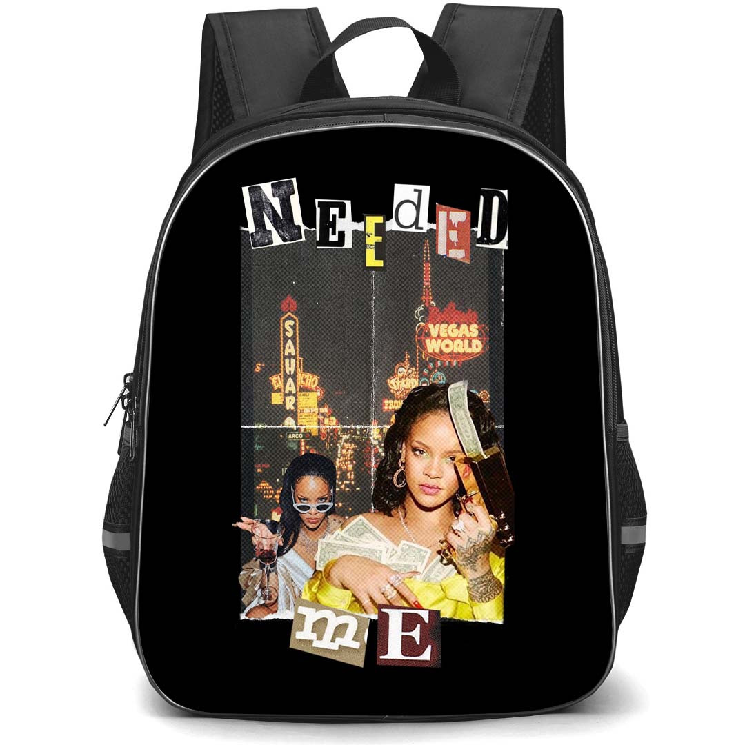 Rihanna Backpack StudentPack - Rihanna Needed Me Poster On Black Background