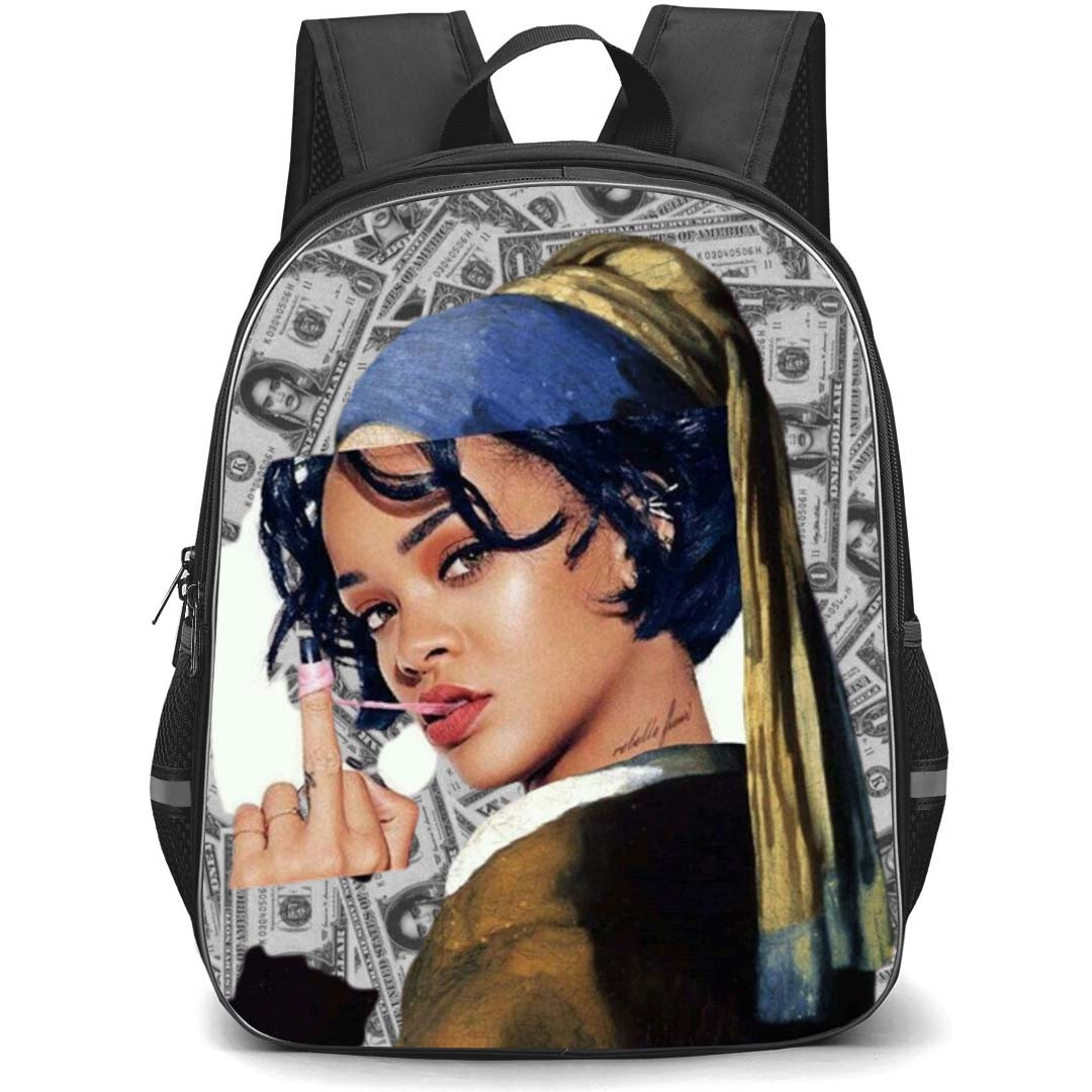 Rihanna Backpack StudentPack - Rihanna Side Portrait On Dollars