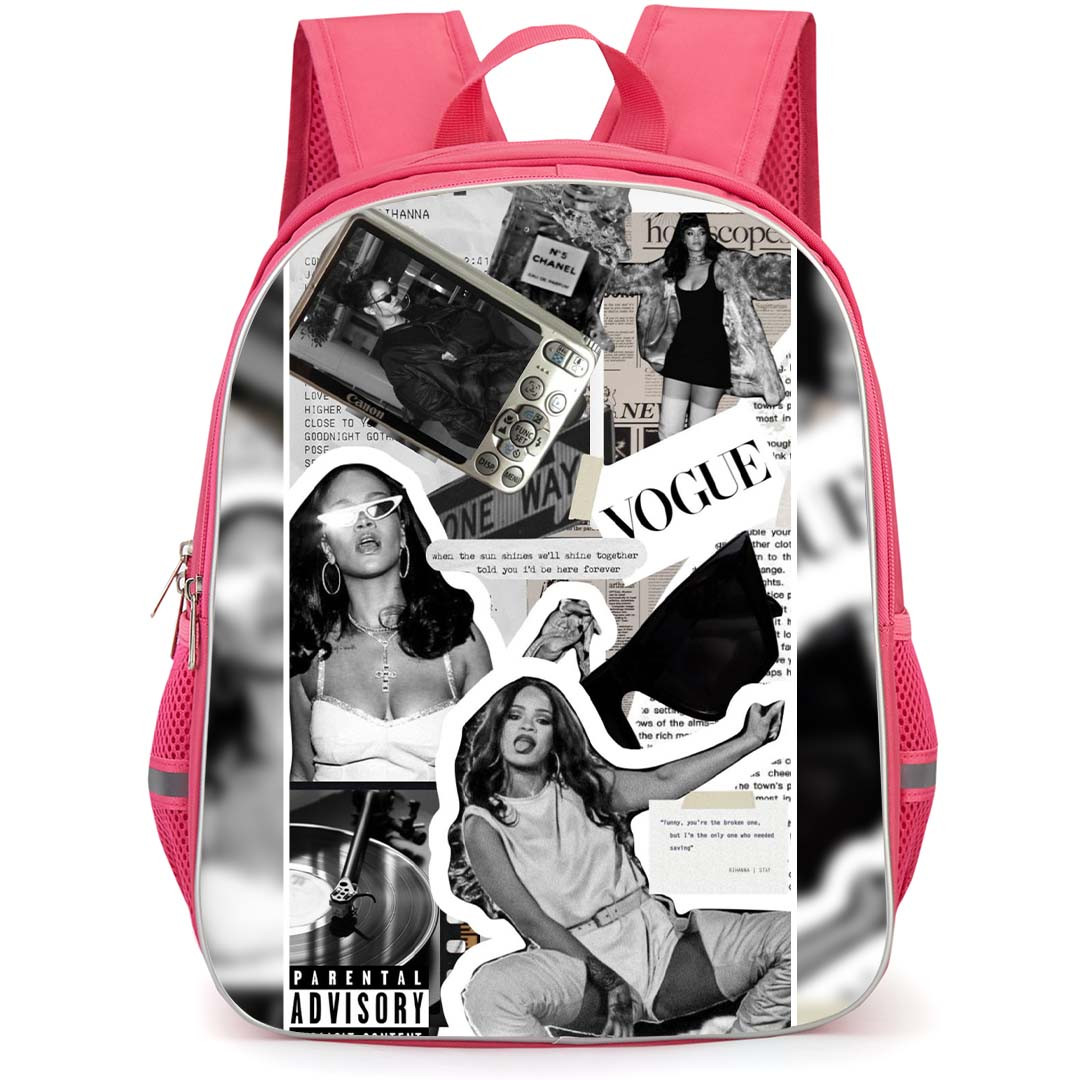 Rihanna Backpack StudentPack - Rihanna Vogue Grayscale Collage Poster