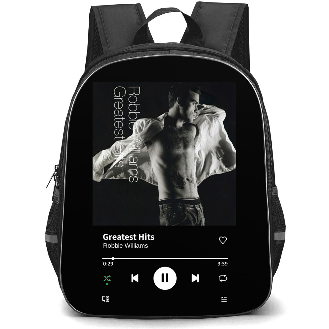 Robbie Williams Backpack School Bag StudentPack - Robbie Williams Side Portrait Greatest Hits Album Cover