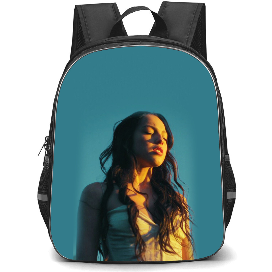 Olivia Rodrigo Backpack StudentPack - Olivia Rodrigo Closed Eye Portrait On Cyan Background