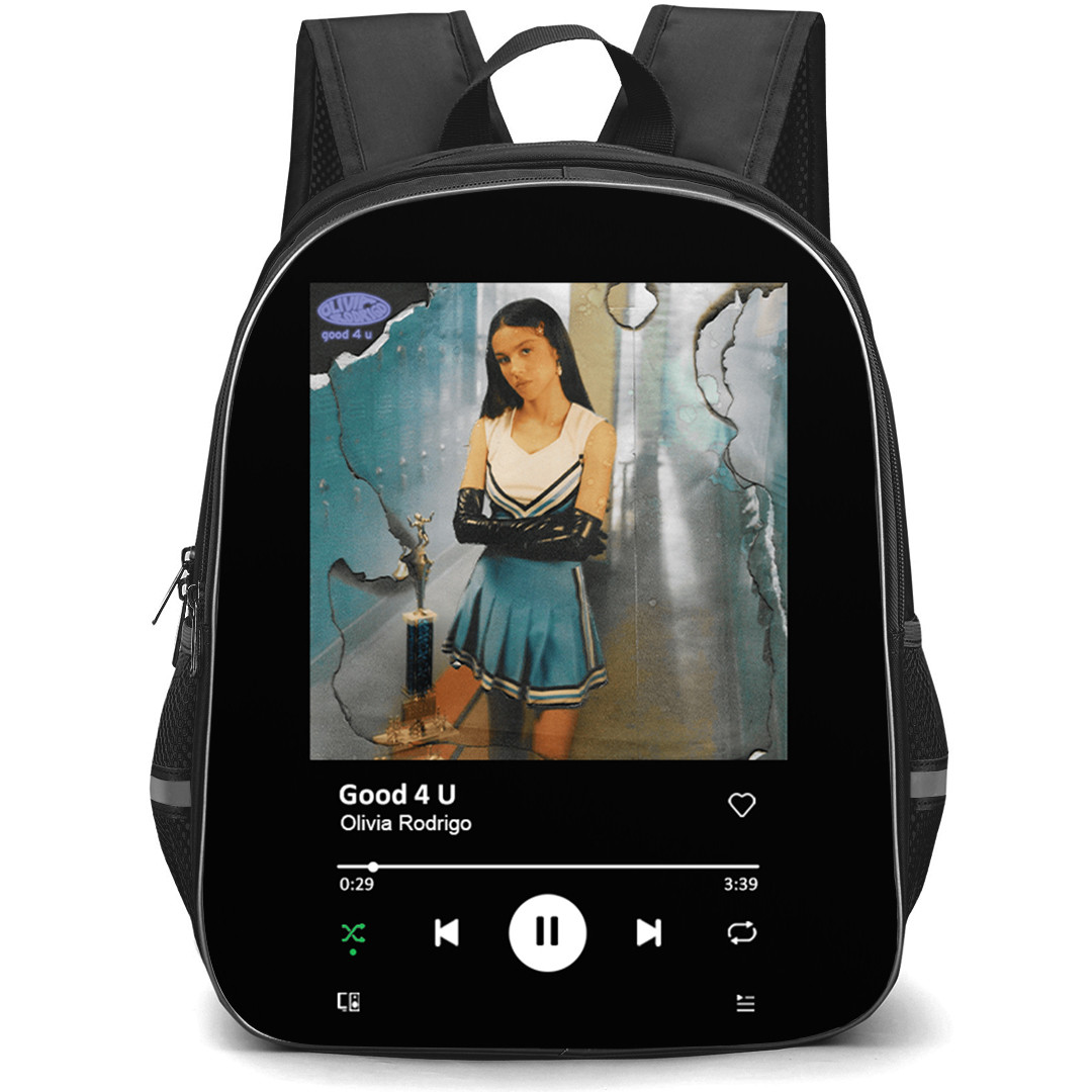 Olivia Rodrigo Backpack School Bag StudentPack - Olivia Rodrigo Good 4 U Spotify Library Poster