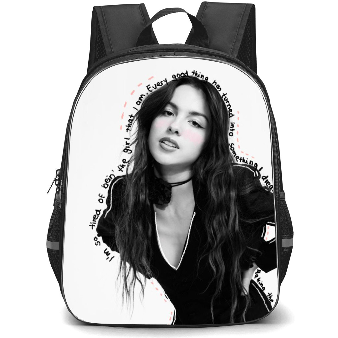 Olivia Rodrigo Backpack StudentPack - Olivia Rodrigo Grayscale Portrait On White Background