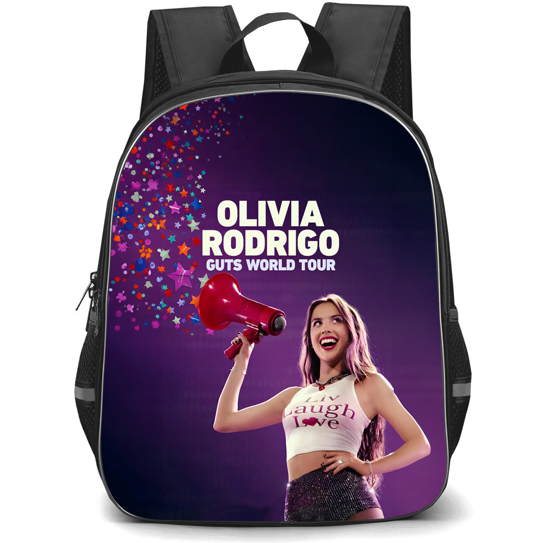 Olivia Rodrigo Backpack School Bag StudentPack - Olivia Rodrigo Guts World Tour Megaphone Pop Concert Poster