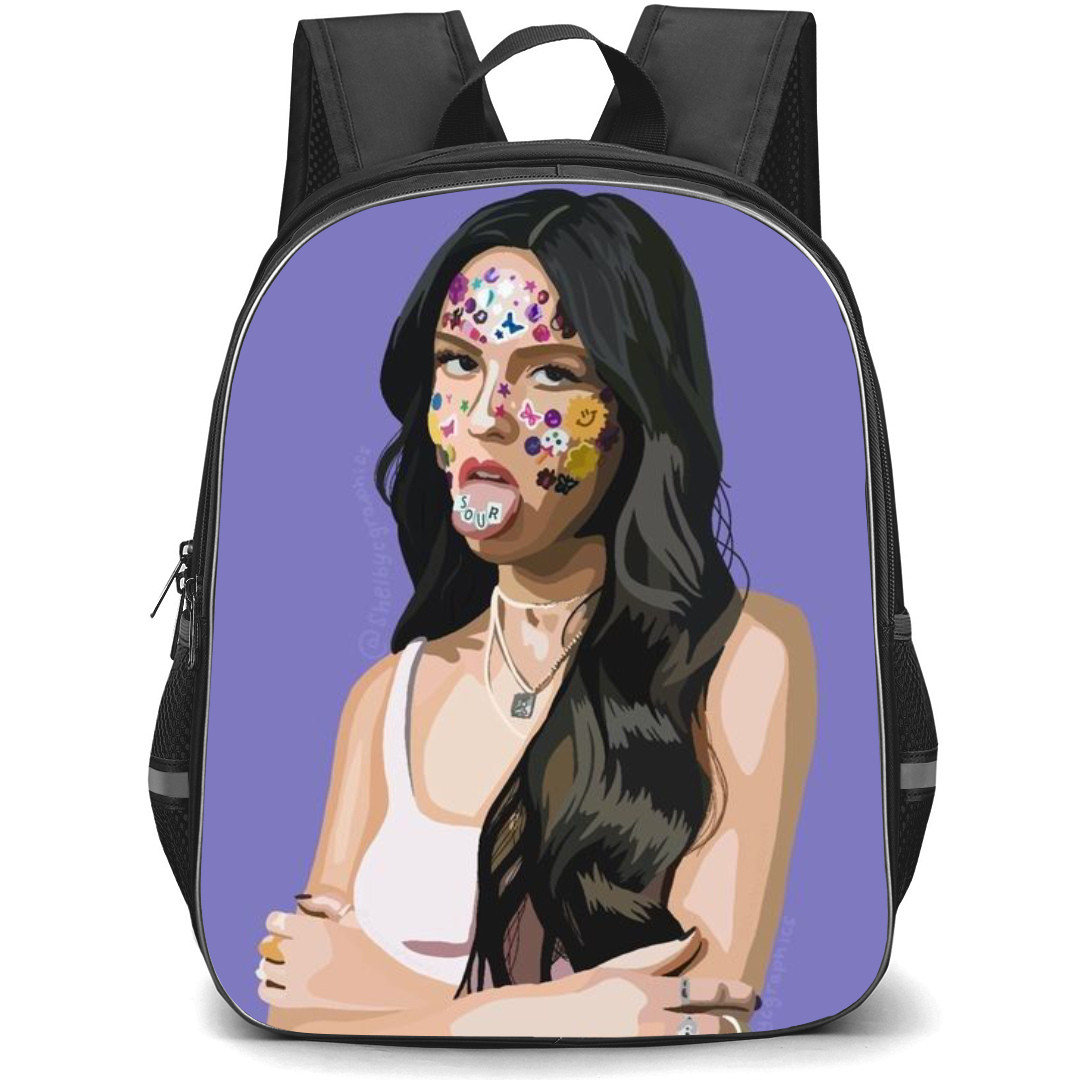 Olivia Rodrigo Backpack StudentPack - Olivia Rodrigo Tongue And Face Covered With Sticker Illustration Sticker Art