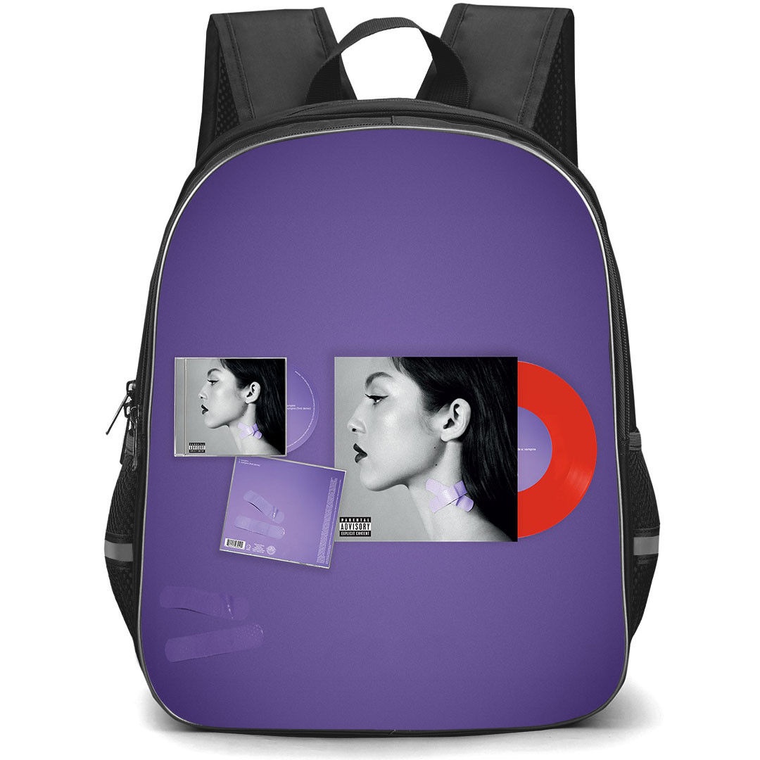 Olivia Rodrigo Backpack StudentPack - Olivia Rodrigo Vampire Album Graphics Art On Purple Background