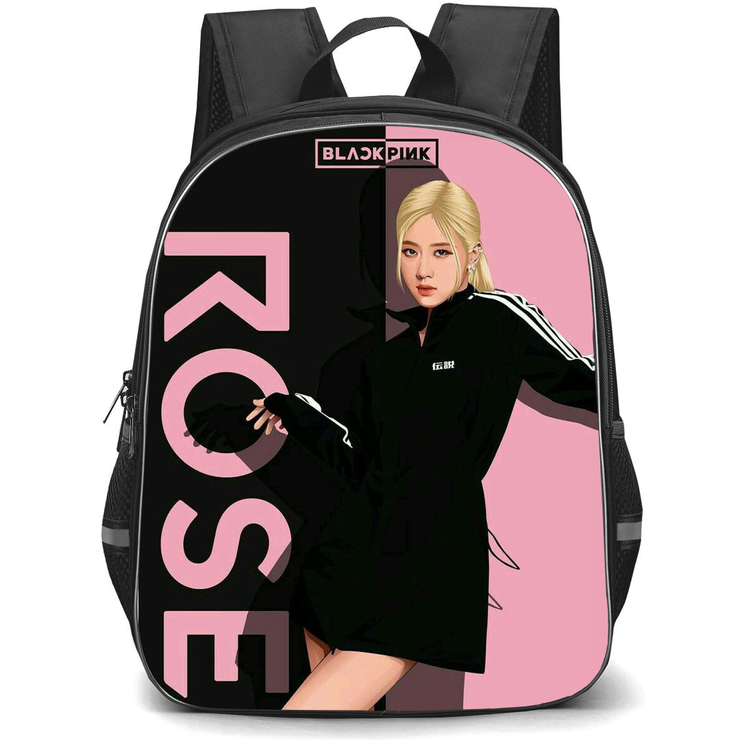 BlackPink Rose Backpack StudentPack - Rose Standing Pink And Black Background